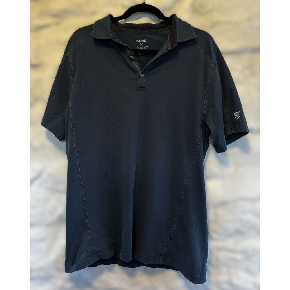 Kuhl Polo Shirt in Blue L Organic Cotton Wildfibre Short Sleeve Casual